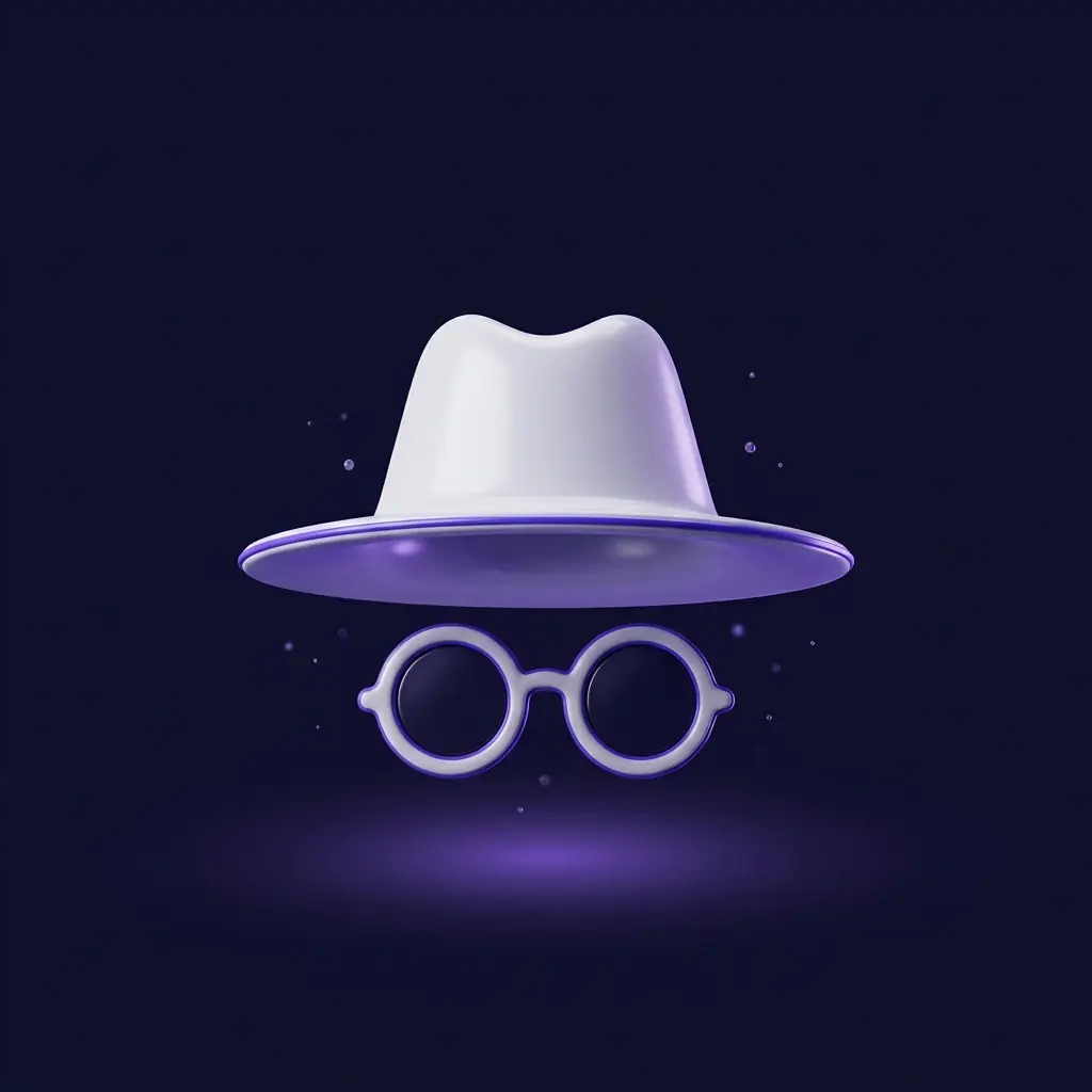 Anonymous mask — a hat floating above round glasses